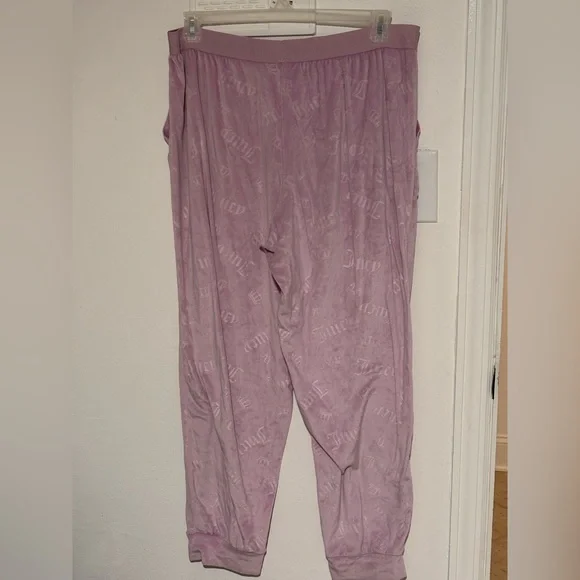 RARE XL Juicy Couture pink suit cropped hoodie joggers pajamas sweatsuit baggy - Picture 12 of 13